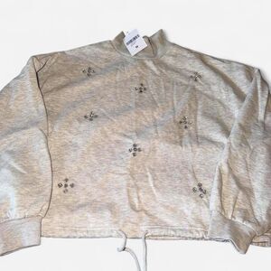 Forever-21 Women's Grey and Cream Sweatshirt